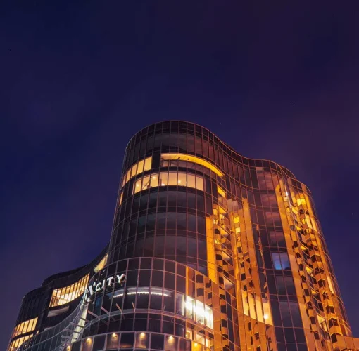 eos skycity exterior at night Low angle view of Eos by SkyCity illuminated at night
